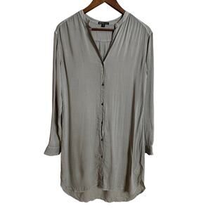 James Perse Collarless Tunic-Style Button Down Sheer Dress Womans Small